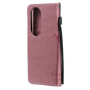 For Huawei P50 Pro Tree & Cat Pattern Pressed Printing Horizontal Flip PU Leather Case with Holder & Card Slots & Wallet & Lanyard(Pink)