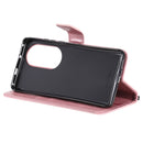 For Huawei P50 Pro Tree & Cat Pattern Pressed Printing Horizontal Flip PU Leather Case with Holder & Card Slots & Wallet & Lanyard(Pink)