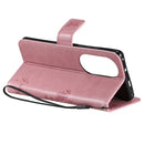 For Huawei P50 Pro Tree & Cat Pattern Pressed Printing Horizontal Flip PU Leather Case with Holder & Card Slots & Wallet & Lanyard(Pink)