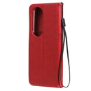 For Huawei P50 Pro Tree & Cat Pattern Pressed Printing Horizontal Flip PU Leather Case with Holder & Card Slots & Wallet & Lanyard(Red)