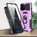 All-inclusive PC TPU Tempered Glass Film Integral Shockproof Case For iPhone 12 / 12 Pro(Purple)