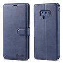 For Galaxy Note 9 AZNS Calf Texture Magnetic Horizontal Flip PU Leather Case with Holder & Card Slots & Photo Frame(Blue)