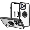 Shockproof Transparent TPU + Acrylic Protective Case with Ring Holder For iPhone 13 Pro Max(Black)