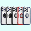 Shockproof Transparent TPU + Acrylic Protective Case with Ring Holder For iPhone 13 Pro Max(Red)