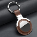 SULADA Leather Protective Cover Case with Switchable Keychain Ring For AirTag(Coffee)