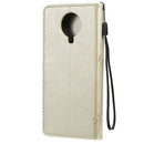 For Nokia G10 Tree & Cat Pattern Pressed Printing Horizontal Flip PU Leather Case with Holder & Card Slots & Wallet & Lanyard(Gold)