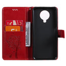 For Nokia G10 Tree & Cat Pattern Pressed Printing Horizontal Flip PU Leather Case with Holder & Card Slots & Wallet & Lanyard(Red)
