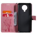 For Nokia G10 Tree & Cat Pattern Pressed Printing Horizontal Flip PU Leather Case with Holder & Card Slots & Wallet & Lanyard(Pink)