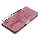 For Nokia G10 Tree & Cat Pattern Pressed Printing Horizontal Flip PU Leather Case with Holder & Card Slots & Wallet & Lanyard(Pink)