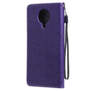 For Nokia G10 Tree & Cat Pattern Pressed Printing Horizontal Flip PU Leather Case with Holder & Card Slots & Wallet & Lanyard(Purple)