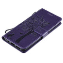 For Nokia G10 Tree & Cat Pattern Pressed Printing Horizontal Flip PU Leather Case with Holder & Card Slots & Wallet & Lanyard(Purple)