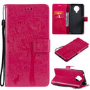 For Nokia G10 Tree & Cat Pattern Pressed Printing Horizontal Flip PU Leather Case with Holder & Card Slots & Wallet & Lanyard(Rose)
