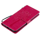 For Nokia G10 Tree & Cat Pattern Pressed Printing Horizontal Flip PU Leather Case with Holder & Card Slots & Wallet & Lanyard(Rose)