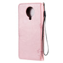 For Nokia G10 Tree & Cat Pattern Pressed Printing Horizontal Flip PU Leather Case with Holder & Card Slots & Wallet & Lanyard(Rose gold)