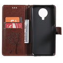 For Nokia G10 Tree & Cat Pattern Pressed Printing Horizontal Flip PU Leather Case with Holder & Card Slots & Wallet & Lanyard(Coffee)