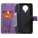 For Nokia G10 Tree & Cat Pattern Pressed Printing Horizontal Flip PU Leather Case with Holder & Card Slots & Wallet & Lanyard(Lavender)
