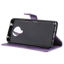 For Nokia G10 Tree & Cat Pattern Pressed Printing Horizontal Flip PU Leather Case with Holder & Card Slots & Wallet & Lanyard(Lavender)