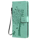 For Nokia G10 Tree & Cat Pattern Pressed Printing Horizontal Flip PU Leather Case with Holder & Card Slots & Wallet & Lanyard(Green)