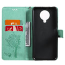 For Nokia G10 Tree & Cat Pattern Pressed Printing Horizontal Flip PU Leather Case with Holder & Card Slots & Wallet & Lanyard(Green)