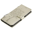 For Nokia X20 Tree & Cat Pattern Pressed Printing Horizontal Flip PU Leather Case with Holder & Card Slots & Wallet & Lanyard(Gold)