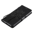 For Nokia X20 Tree & Cat Pattern Pressed Printing Horizontal Flip PU Leather Case with Holder & Card Slots & Wallet & Lanyard(Black)
