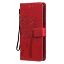 For Nokia X20 Tree & Cat Pattern Pressed Printing Horizontal Flip PU Leather Case with Holder & Card Slots & Wallet & Lanyard(Red)