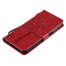 For Nokia X20 Tree & Cat Pattern Pressed Printing Horizontal Flip PU Leather Case with Holder & Card Slots & Wallet & Lanyard(Red)