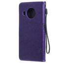 For Nokia X20 Tree & Cat Pattern Pressed Printing Horizontal Flip PU Leather Case with Holder & Card Slots & Wallet & Lanyard(Purple)