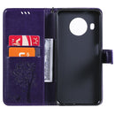 For Nokia X20 Tree & Cat Pattern Pressed Printing Horizontal Flip PU Leather Case with Holder & Card Slots & Wallet & Lanyard(Purple)
