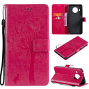 For Nokia X20 Tree & Cat Pattern Pressed Printing Horizontal Flip PU Leather Case with Holder & Card Slots & Wallet & Lanyard(Rose)
