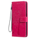 For Nokia X20 Tree & Cat Pattern Pressed Printing Horizontal Flip PU Leather Case with Holder & Card Slots & Wallet & Lanyard(Rose)