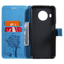 For Nokia X20 Tree & Cat Pattern Pressed Printing Horizontal Flip PU Leather Case with Holder & Card Slots & Wallet & Lanyard(Blue)