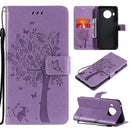 For Nokia X20 Tree & Cat Pattern Pressed Printing Horizontal Flip PU Leather Case with Holder & Card Slots & Wallet & Lanyard(Lavender)