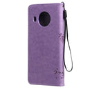 For Nokia X20 Tree & Cat Pattern Pressed Printing Horizontal Flip PU Leather Case with Holder & Card Slots & Wallet & Lanyard(Lavender)