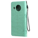 For Nokia X20 Tree & Cat Pattern Pressed Printing Horizontal Flip PU Leather Case with Holder & Card Slots & Wallet & Lanyard(Green)