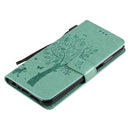 For Nokia X20 Tree & Cat Pattern Pressed Printing Horizontal Flip PU Leather Case with Holder & Card Slots & Wallet & Lanyard(Green)
