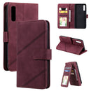 For Samsung Galaxy A50 Skin Feel Business Horizontal Flip PU Leather Case with Holder & Multi-Card Slots & Wallet & Lanyard & Photo Frame(Wine Red)