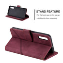 For Samsung Galaxy A50 Skin Feel Business Horizontal Flip PU Leather Case with Holder & Multi-Card Slots & Wallet & Lanyard & Photo Frame(Wine Red)