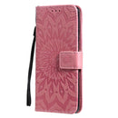 For Huawei P50 Pro Sun Embossing Pattern Horizontal Flip Leather Case with Card Slot & Holder & Wallet & Lanyard(Pink)