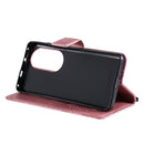 For Huawei P50 Pro Sun Embossing Pattern Horizontal Flip Leather Case with Card Slot & Holder & Wallet & Lanyard(Pink)