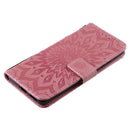 For Huawei P50 Pro Sun Embossing Pattern Horizontal Flip Leather Case with Card Slot & Holder & Wallet & Lanyard(Pink)