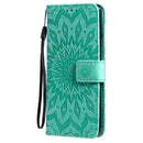 For Huawei P50 Pro Sun Embossing Pattern Horizontal Flip Leather Case with Card Slot & Holder & Wallet & Lanyard(Green)