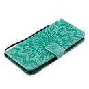 For Huawei P50 Pro Sun Embossing Pattern Horizontal Flip Leather Case with Card Slot & Holder & Wallet & Lanyard(Green)