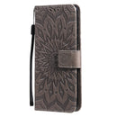 For Huawei P50 Pro Sun Embossing Pattern Horizontal Flip Leather Case with Card Slot & Holder & Wallet & Lanyard(Grey)