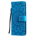 For Huawei P50 Pro Sun Embossing Pattern Horizontal Flip Leather Case with Card Slot & Holder & Wallet & Lanyard(Blue)