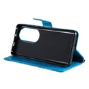For Huawei P50 Pro Sun Embossing Pattern Horizontal Flip Leather Case with Card Slot & Holder & Wallet & Lanyard(Blue)