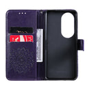 For Huawei P50 Pro Sun Embossing Pattern Horizontal Flip Leather Case with Card Slot & Holder & Wallet & Lanyard(Purple)