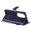 For Huawei P50 Pro Sun Embossing Pattern Horizontal Flip Leather Case with Card Slot & Holder & Wallet & Lanyard(Purple)