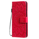 For Huawei P50 Pro Sun Embossing Pattern Horizontal Flip Leather Case with Card Slot & Holder & Wallet & Lanyard(Red)