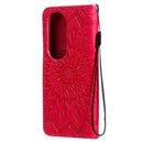For Huawei P50 Pro Sun Embossing Pattern Horizontal Flip Leather Case with Card Slot & Holder & Wallet & Lanyard(Red)